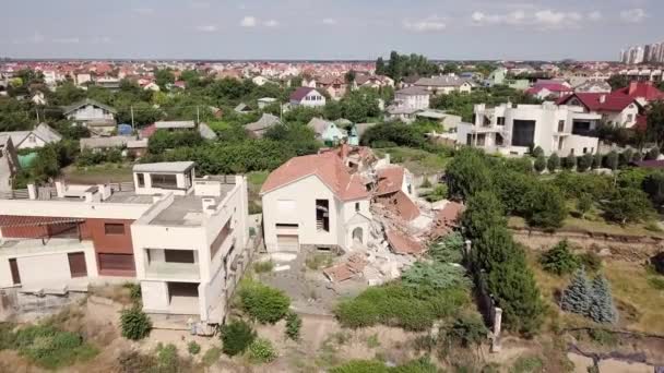 Las Consecuencias Deslizamiento Tierra Ciudad Chernomorsk Ucrania Vista Aérea — Vídeo de stock