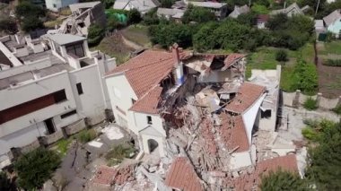 Şehrin Chernomorsk, Ukrayna'nın toprak kayması sonuçları. Kuş bakışı