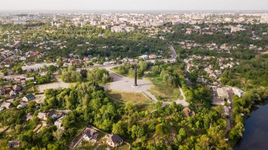 Memorial ile Ukrayna Jitomir şehrin havadan görünümü.