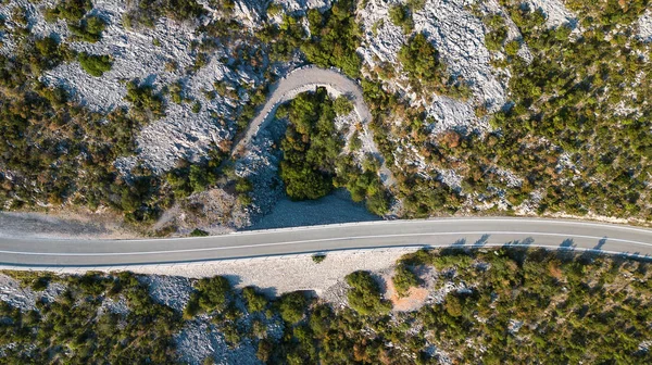 Luchtfoto Van Bergweg Kroatië — Stockfoto