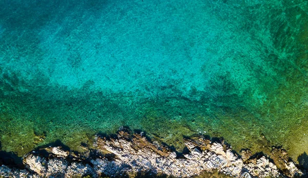 Luchtfoto Van Kristal Helder Water Voor Kust Kroatië — Stockfoto
