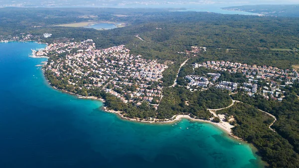 Aerial View Crystal Clear Water Coastline Inisland Krk Croatia — Stock Photo, Image