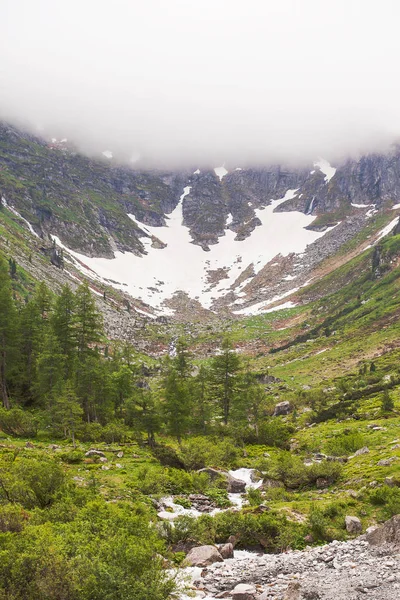 Śnieg Wysoki Kanion Alpejskich Gór — Zdjęcie stockowe