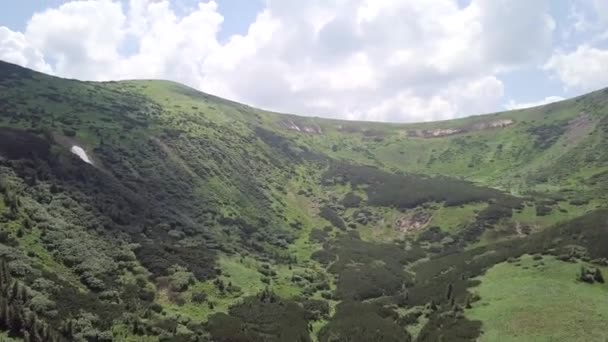 Vogelvlucht Bekijken Een Zomer Berglandschap Karpaten Oekraïne — Stockvideo