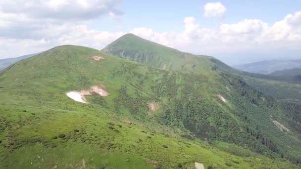 Αεροφωτογραφία Από Ορεινό Τοπίο Του Καλοκαιριού Καρπάθια Ουκρανία — Αρχείο Βίντεο