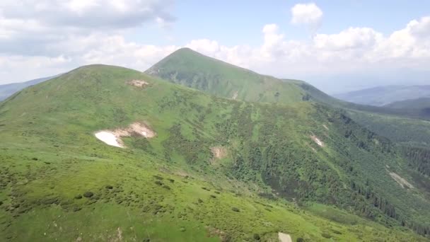 Luchtfoto Van Het Berglandschap Van Zomer Karpaten Oekraïne — Stockvideo