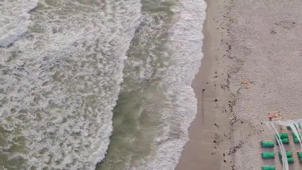 Aerial View Coastline Beach Sea Waves — Stock Video