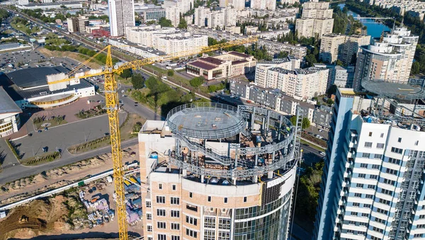 Top view of the construction site of a residential high-rise building — Stock Photo, Image