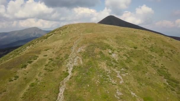 Aerial View Footpath Carpathian Mountains — Stock Video