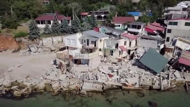 Vue Aérienne Des Conséquences Glissement Terrain Dans Ville Tchernomorsk Ukraine — Video