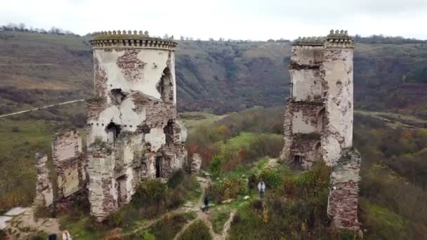 Vue Oeil Oiseau Sur Les Ruines Château Tchervonohorod Ukraine — Video