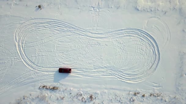 Viejo Coche Rojo Está Deriva Invierno Set Dibuja Símbolo Los — Vídeos de Stock