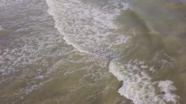 Aerial View Coastline Beach Sea Waves — Stock Video