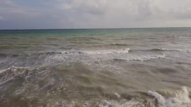 Vue Aérienne Littoral Avec Plage Mer Avec Vagues — Video