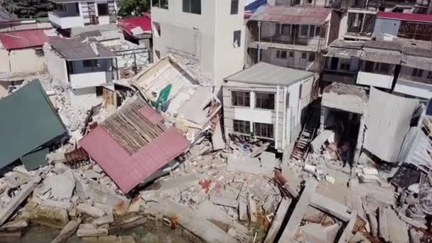 Vista Aérea Las Consecuencias Deslizamiento Tierra Ciudad Chernomorsk Ucrania — Vídeo de stock