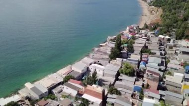 Kuşbakışı heyelan şehrin Chernomorsk, Ukrayna'nın sonuçları üzerinden görüntülemek