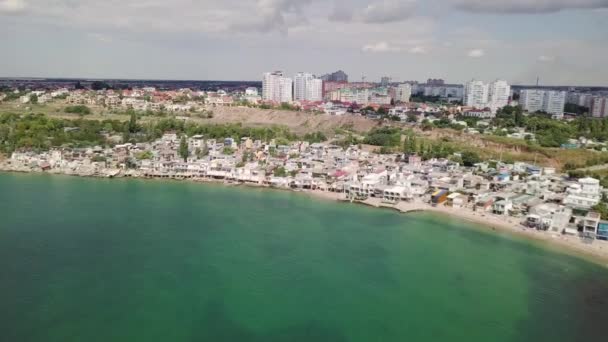 View Bird Eye View Consequences Landslide City Chernomorsk Ukraine — Stock Video