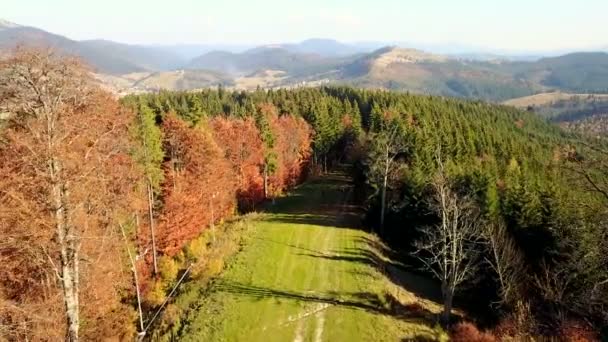 Вид Повітря Гірську Дорогу Красивий Осінній Пейзаж — стокове відео