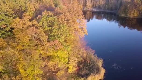 Letecký Pohled Vesnici Přehrady Řece Teterev Ukrajina Podzim — Stock video