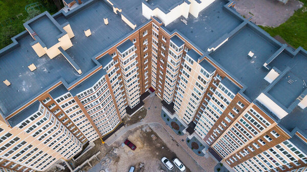 Aerial view of the construction of a new multi-storey building.