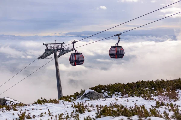 Cableway Cabin Clouds Sunset — Stock Photo, Image