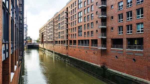 Water canal in the port city of Hamburg.