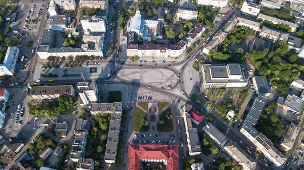 Központi Közúti Csomópont Egy Kis Város Ukrajna — Stock Fotó