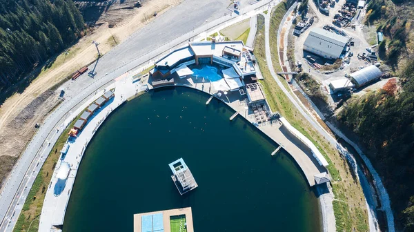 Aerial View Swimming Pool Lake — Stock Photo, Image