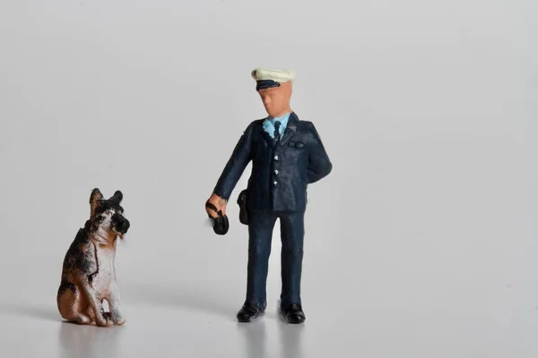 Minyatür Bir Polis Ile Bir Policedog — Stok fotoğraf
