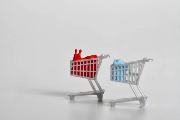 Miniaturní Supermarket Vozíky — Stock fotografie