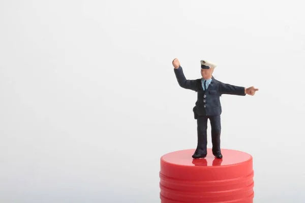 Traffic Policeman Miniature Monitoring Directing Urban Traffic — Stock Photo, Image