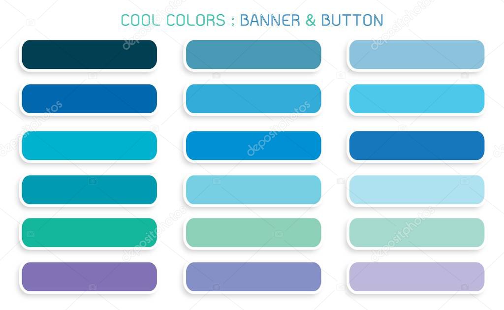 Vector Set of Abstract Banner Design Background Header Banner or Botton Templates in Cool Colors with Copy Space for Add Content.