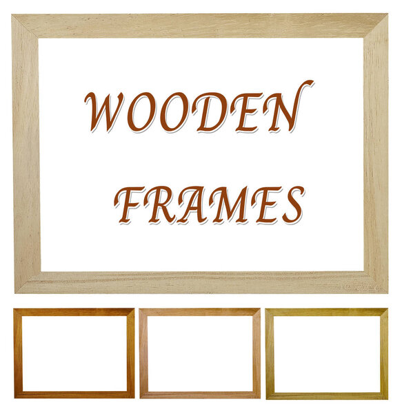 Brown Wooden Frames with Copy Space for Text and Image Decorated Isolated on White Background.
