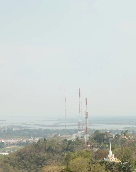 Thailand Aerial View East Side City Nakornsawan Province Ping River — Stock Photo, Image