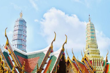 Wat Phra Kaew Tapınağı ve Bangkok, Tayland, Thailand, Grand Palace güzel Şapel.