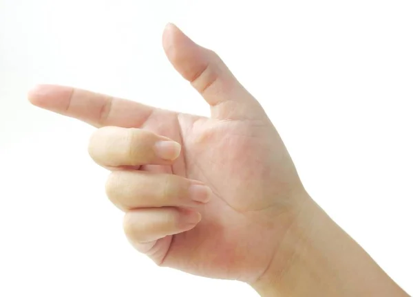 Χέρι επάνω με την υπόδειξη ή να ωθούν το δάχτυλο — Φωτογραφία Αρχείου