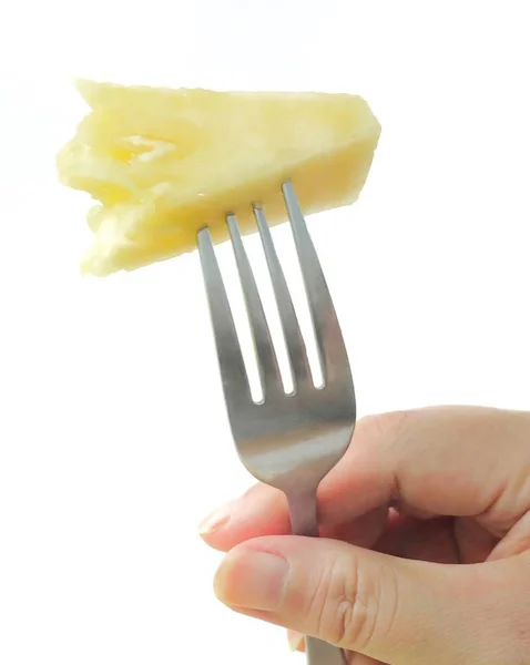 Hand hält frische und süße Bio-Ananas — Stockfoto