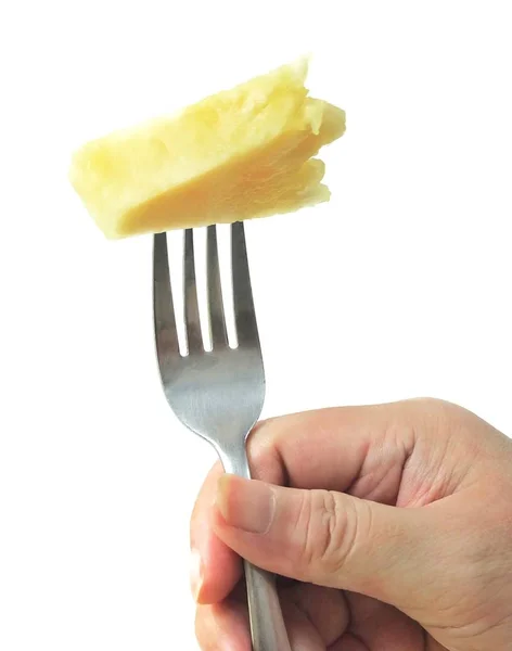 Hand Holding świeży i słodki organiczny ananas — Zdjęcie stockowe