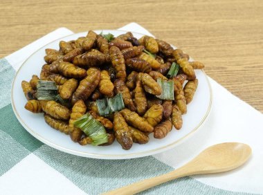 Beyaz Çanak Üzerinde Derin Kızarmış Hindistan Cevizi Worms