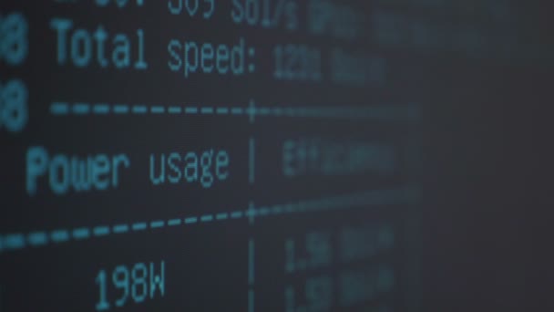 Crypto Currency Software Process Ethereum Mining Displaying Screen — Stock Video