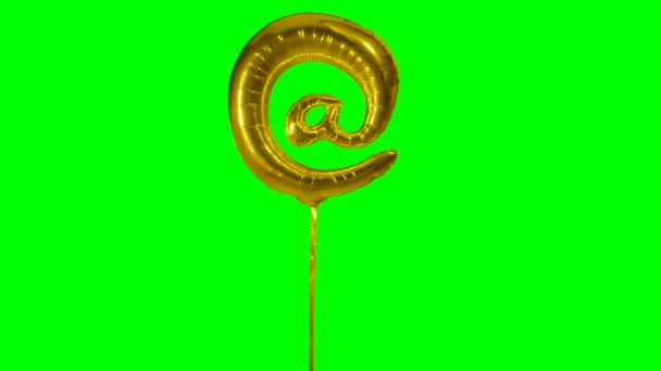 Sign Symbol Alphabet Helium Gold Balloon Floating Green Screen — Stock Video