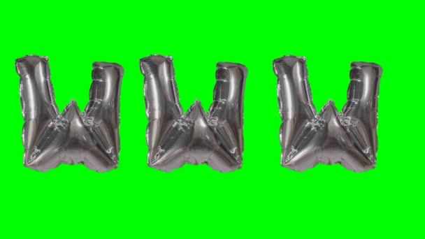 Tekst: Internett fra ballongbokstaver i helium-sølv på grønn skjerm – stockvideo