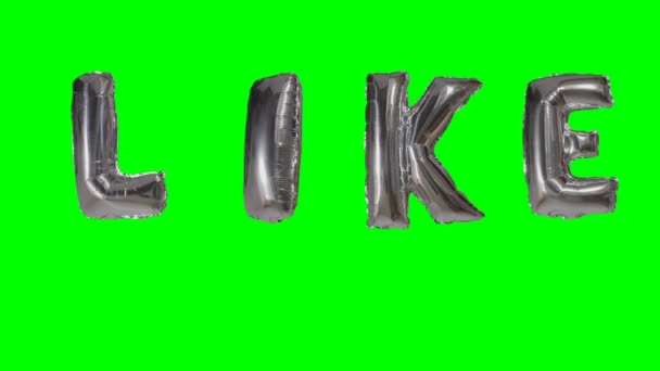Λέξη όπως από ήλιο ασημένια γράμματα μπαλόνι επιπλέει στην πράσινη οθόνη — Αρχείο Βίντεο