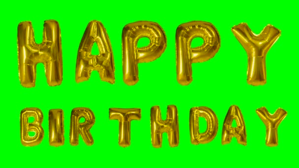 Boldog születésnapot-ból arany hélium léggömb levelek úszó zöld képernyő szó