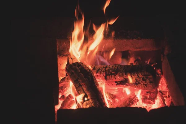 Brennendes Feuer Aus Nächster Nähe — Stockfoto