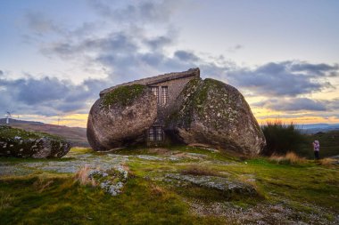 Fafe, Portugal - January 20, 2019 : Famous house of the boulder, considered by some the most strange building in the world Fafe, Portugal clipart