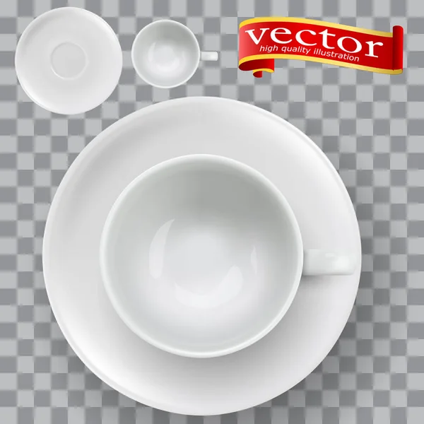 Vista superior de uma xícara vazia em branco realista para chá de café —  Vetores de Stock