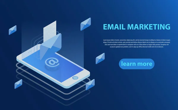 Concepto de notificación de correo electrónico móvil. Comunicación, difusión de información, envío de correo electrónico . — Archivo Imágenes Vectoriales