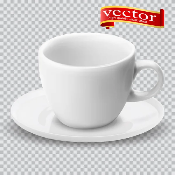 Taza vacía en blanco realista para el té de café — Vector de stock