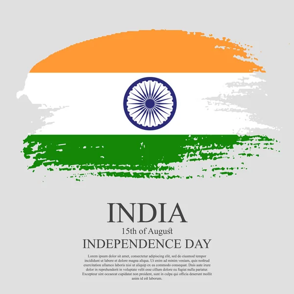 Bandeira indiana tri-color design grunge com moldura floral fundo decorativo . — Vetor de Stock